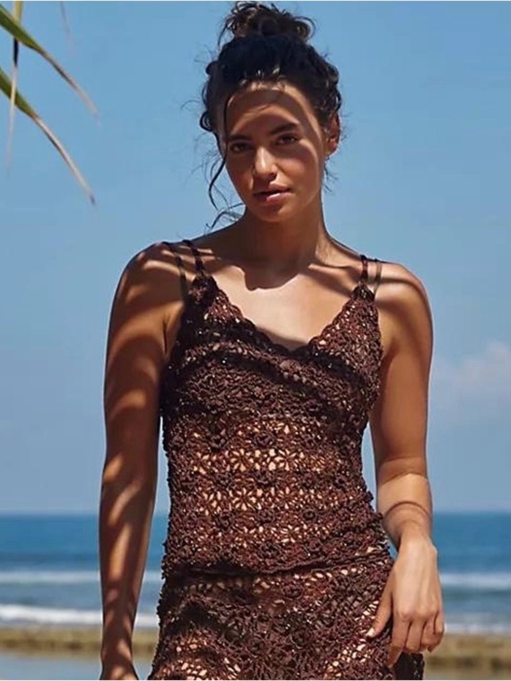 NWOT Frankie’s bikinis pearl crochet coverup set in bourbon - Picture 5 of 16